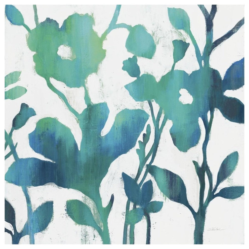 "Teal Trio V on White" Digital Paper Print by Silvia Vassileva, 38"x38"