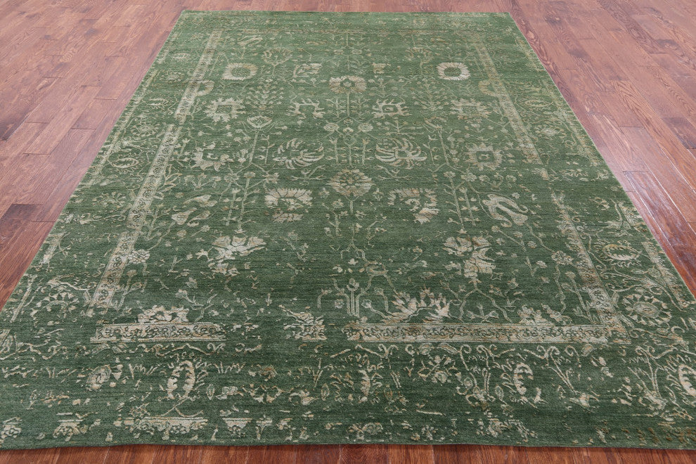7' 10" X 9' 11" Hand Knotted Persian Wool and Silk Rug Q11756