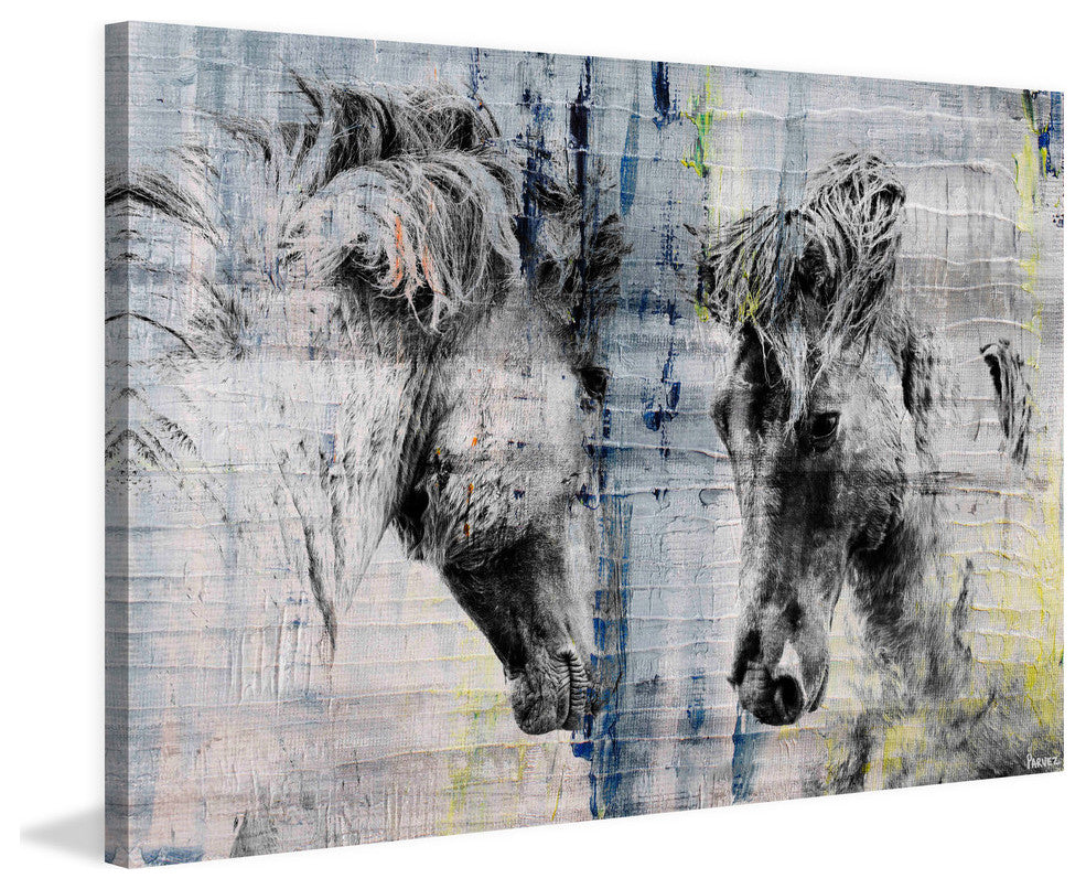 "Facing Horses" Painting Print on Wrapped Canvas, 45"x30"