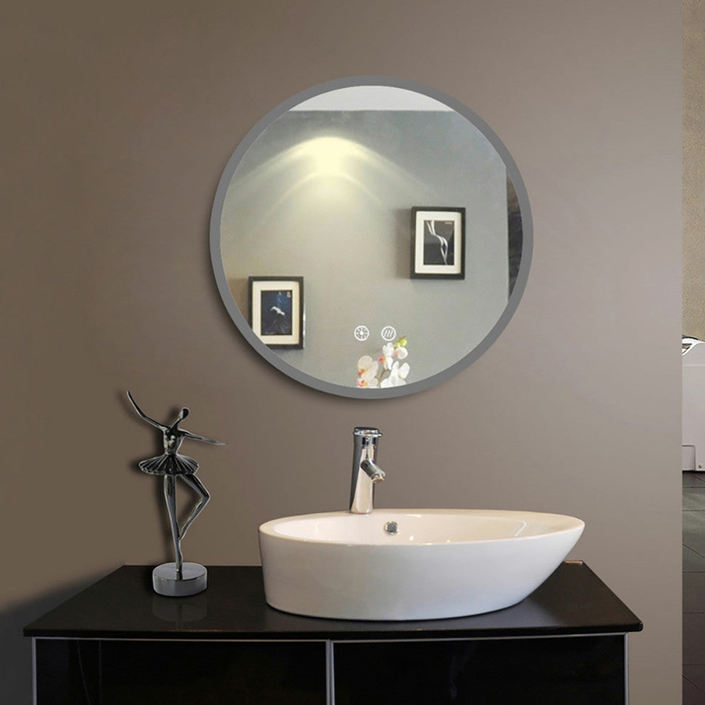 Orbit Round Dimmable LED Mirror with Defogger, 30"x1.75"