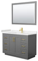 48"SGL Vanity Dark Gray, LV Carrara Cult. Top, Sink, Gold Trim, 46"Mirror