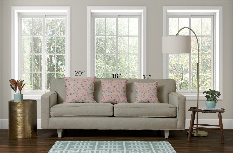 Bunnies and Eggs Easter Decorative Throw Pillow, Sunwashed Red, 20x20"