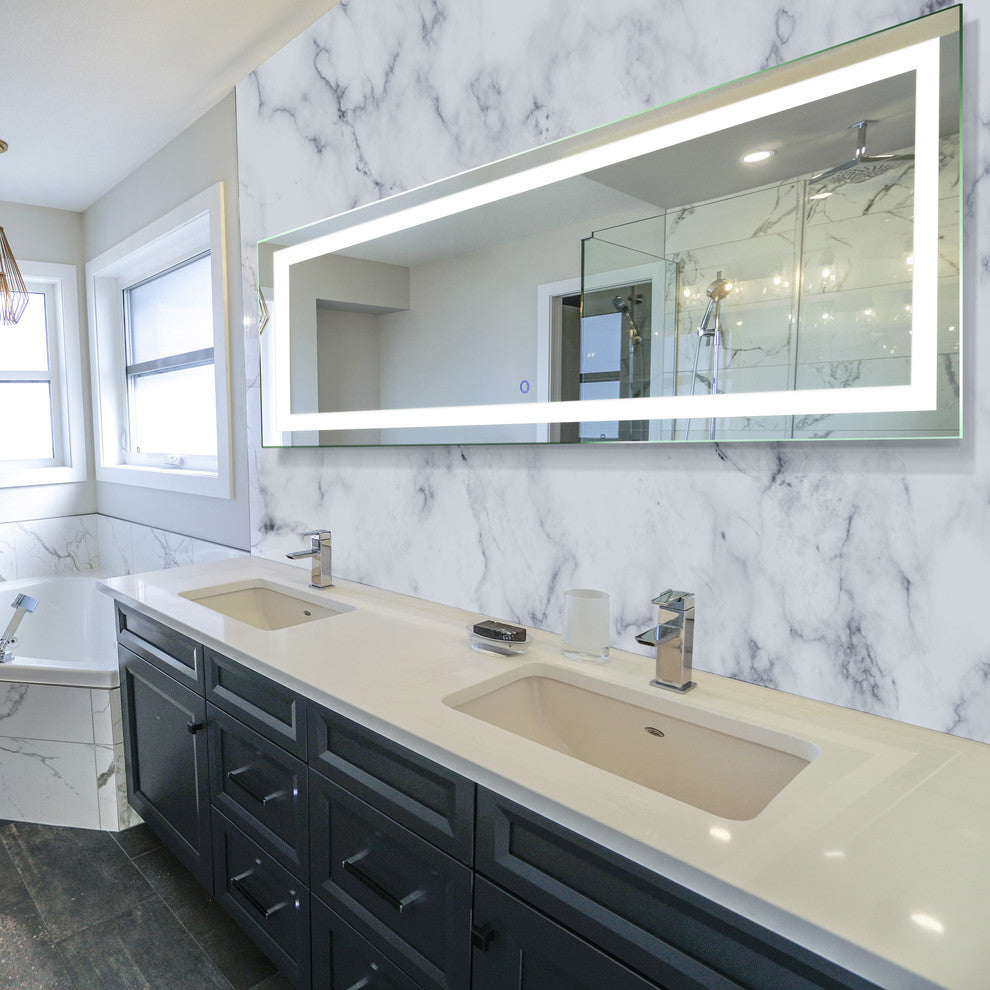 Edison Tri-Color Wall Mounted Backlit LED Bathroom Vanity Mirror, 72"w X 38"h