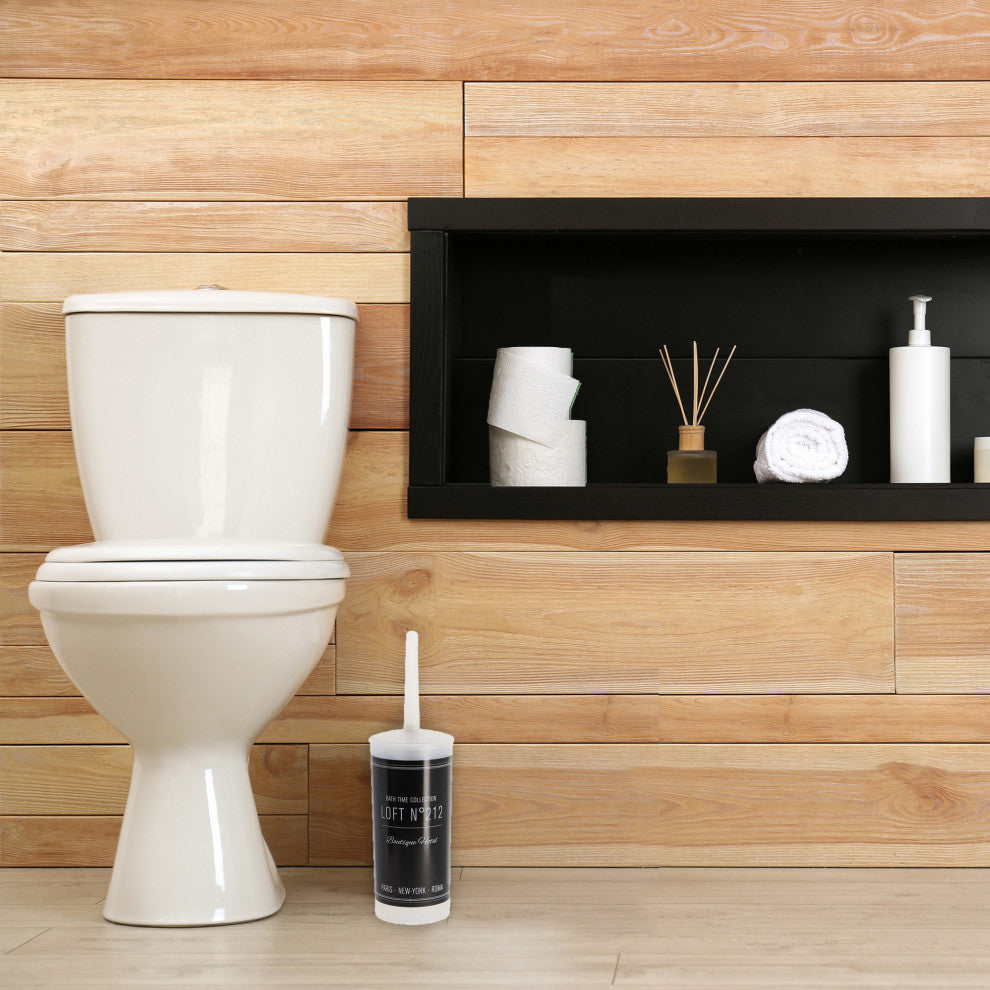 Bathroom Accessories Bath Time Collection, Black, Toilet Brush and Holder