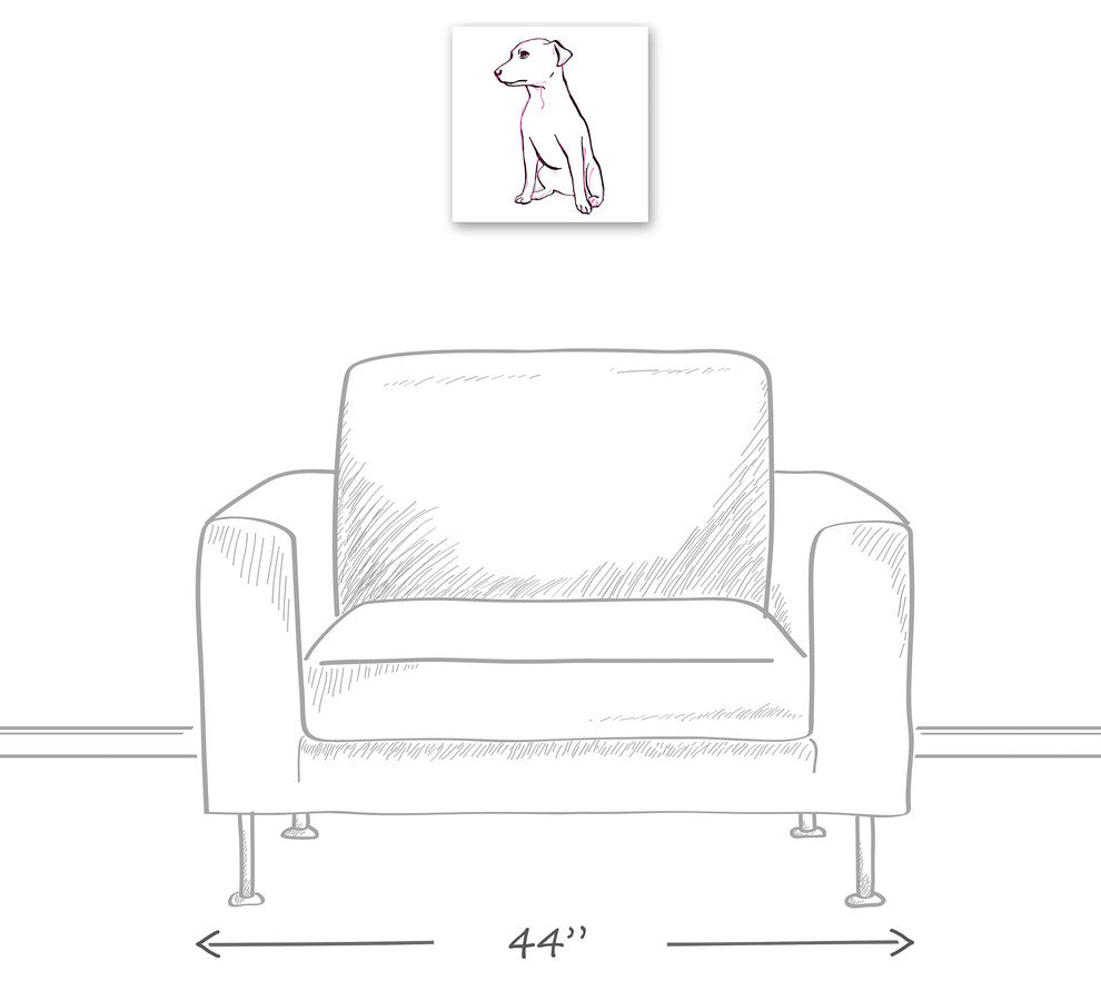 Designs Direct Sitting Pink Pup 12x12 Canvas Wall Art