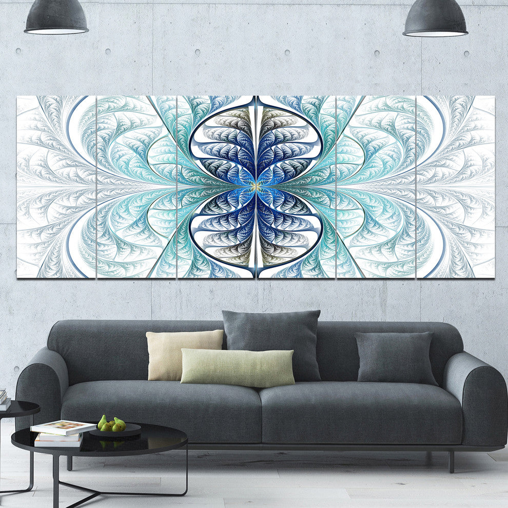 Light Blue Stained Glass Texture, Abstract Canvas Art Print, 70"x28", 6 Panels
