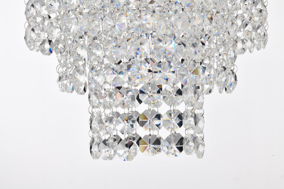 1-Light Antique Black Modern Glam Mini Chandelier With Tier Cascading Crystals