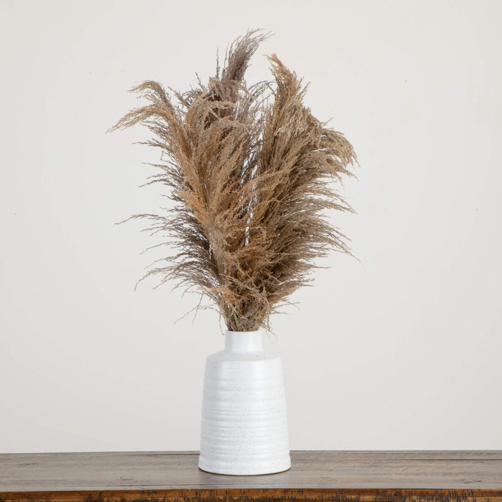30" Dried Natural Pampas Arrangement, Ceramic Vase