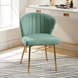 Luna Contemporary Side Chair With Tufted Back, Sage