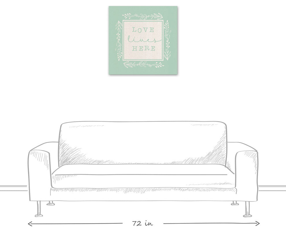 Love Lives Here On Mint 2 24x24 Canvas Wall Art