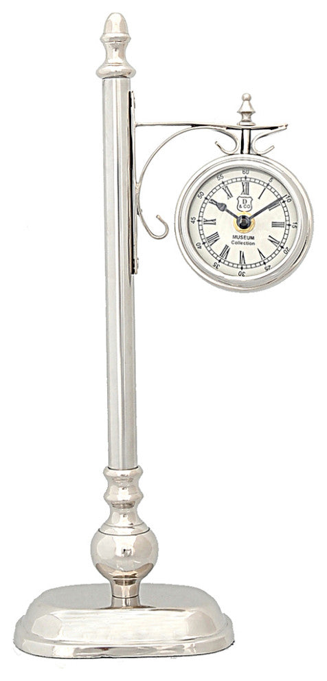 Brass/ Alum. Lamp Post Clock One Sided