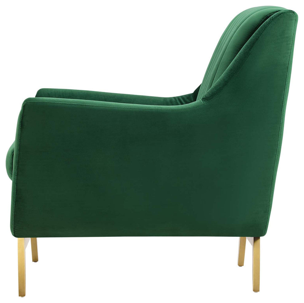 Tufted Armchair Accent Chair, Velvet, Green, Modern, Living Lounge Hospitality