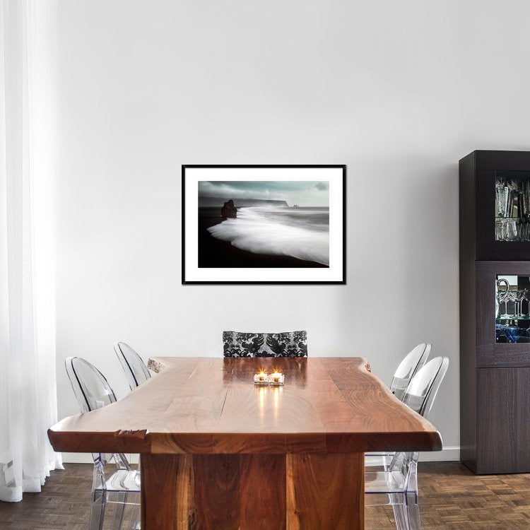 "The Black Beach" Framed Digital Print by Liloni Luca, 38"x28"