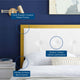Tufted Headboard, Twin Size, Velvet, Metal, Gold White, Modern Contemporary