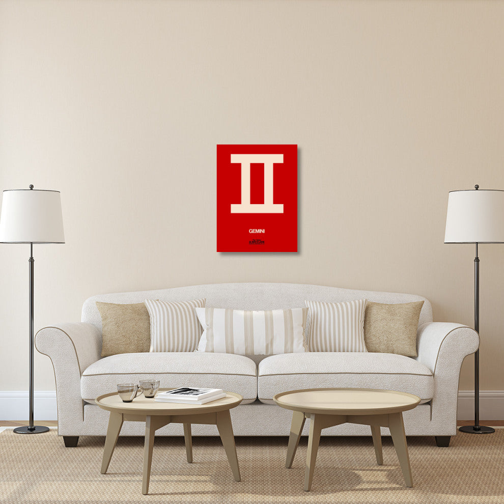 "Gemini Zodiac Sign White on Red" Fine Art Print
