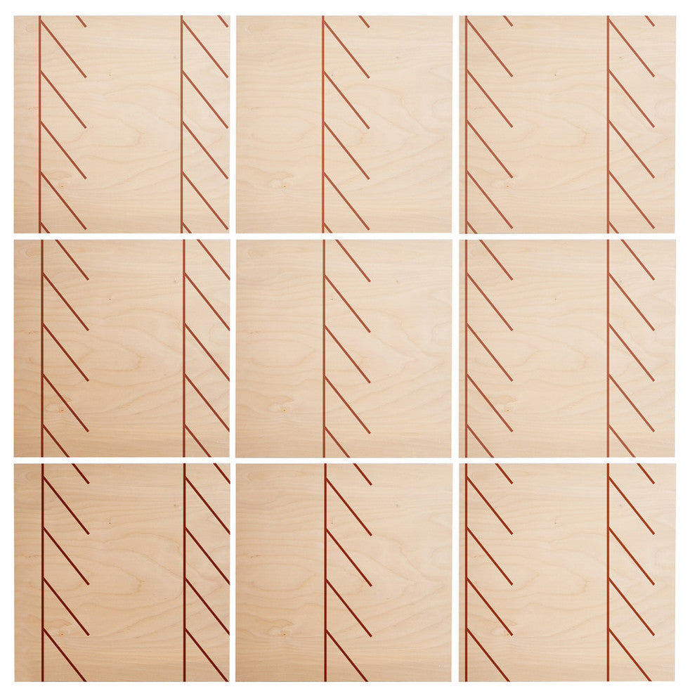 Deny Designs Vy La Angled Stitch Rust Wood Wall Mural, 3'x3'