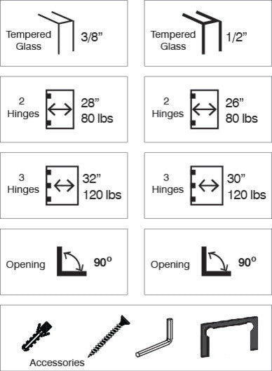 Mont Hard Wall Mount H Backplate Shower Door Hinge With Bevelled Edge