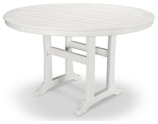 Polywood Nautical Trestle 48" Round Dining Table, White