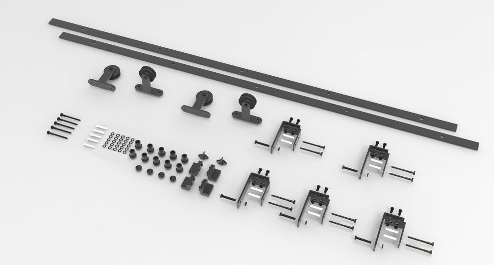 Bypass Sliding Barn Door Hardware Kit, T-Shape Design