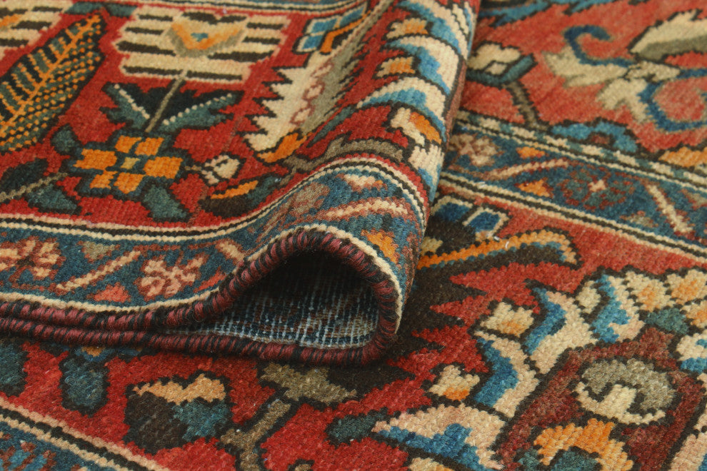 Fine Vintage Bakhtiari Qudoos Rust/Black Rug, 9'8 x 11'10