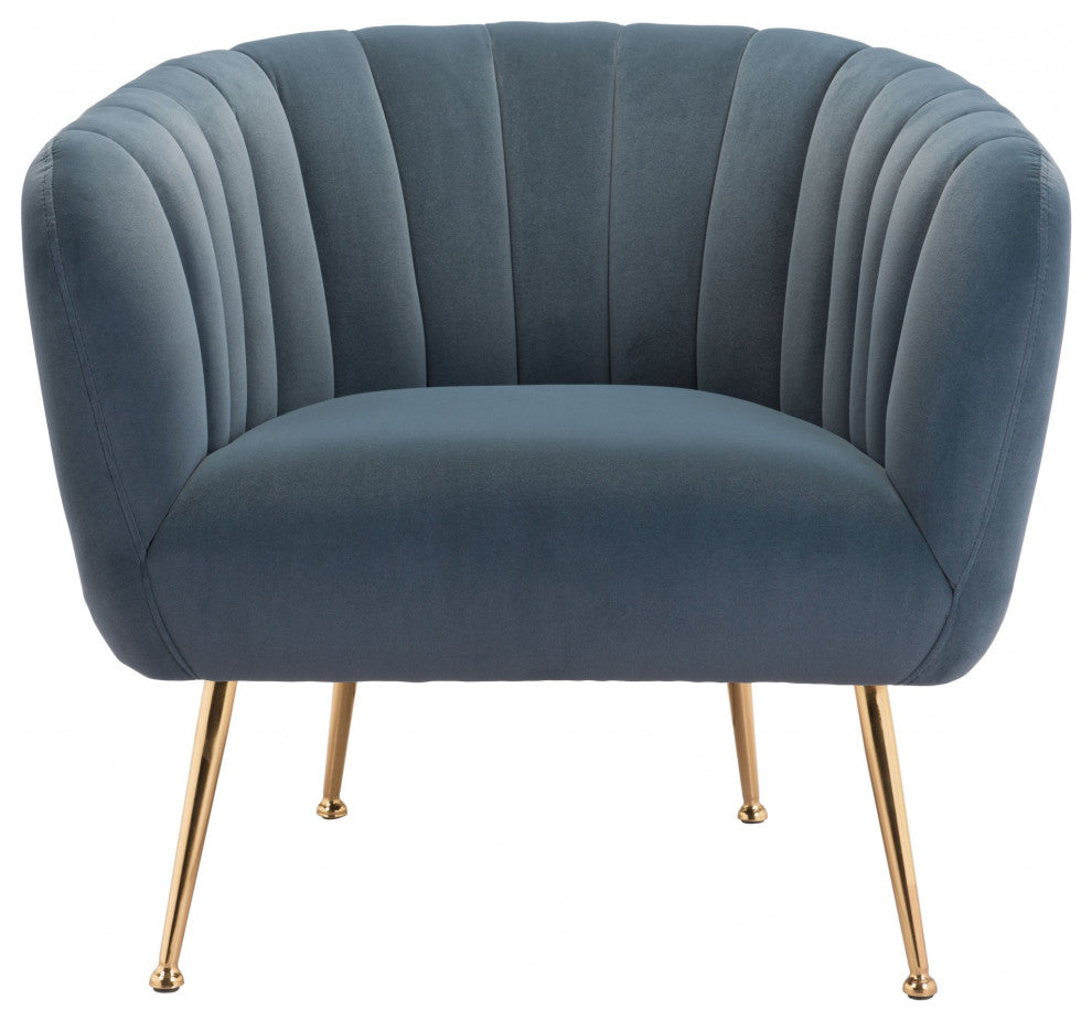 Gray and Gold Super Soft Vertical Channel Accent Club Chair