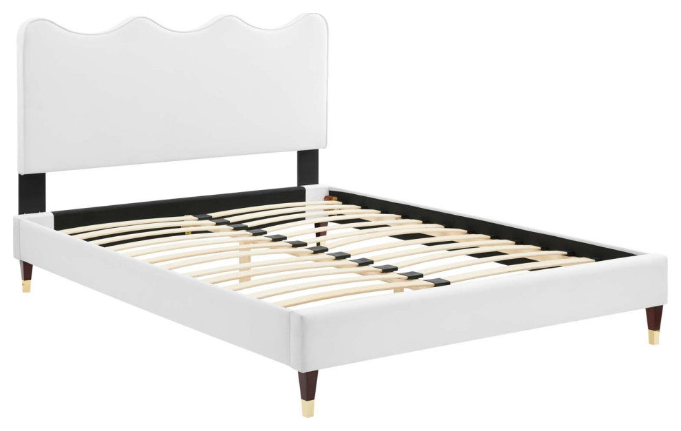 Current Performance Velvet Queen Platform Bed, White
