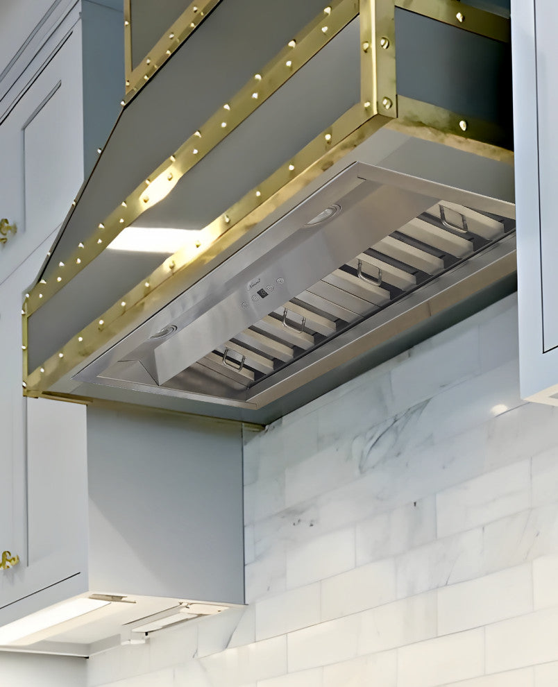 30" Insert/Built-in Stainless Steel Range Hood, Dimmable, 3-Speeds 600CFM, Warm White