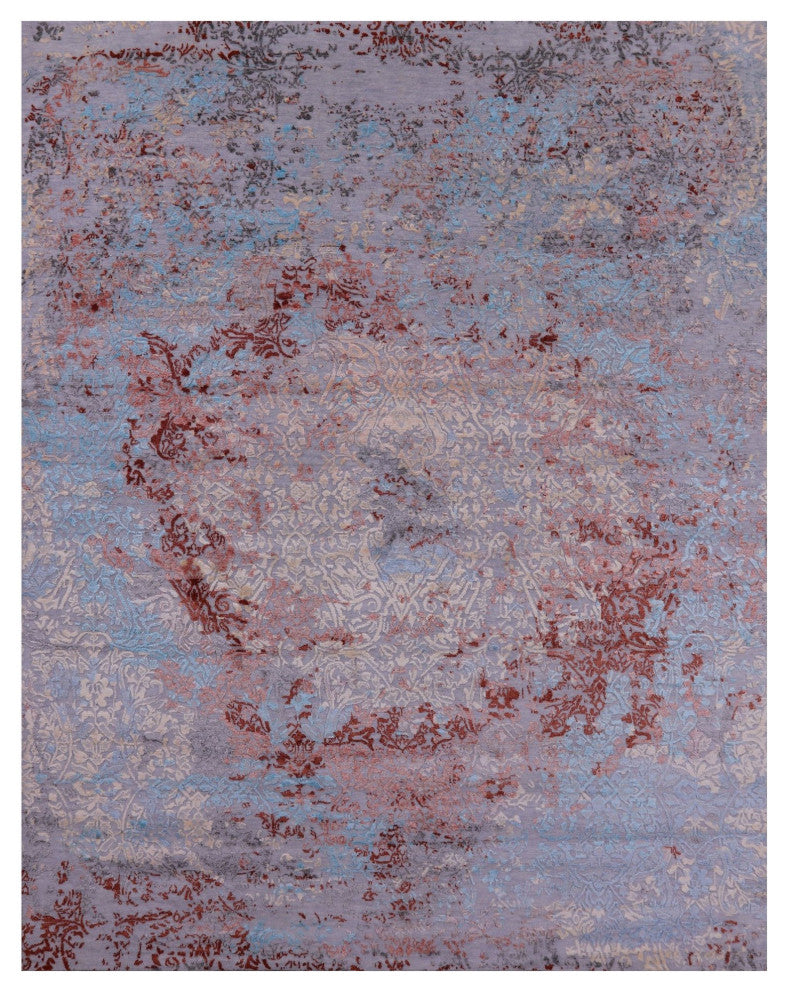 Modern Wool and Silk Handmade Rug 8' 0" X 10' 1" Q9247