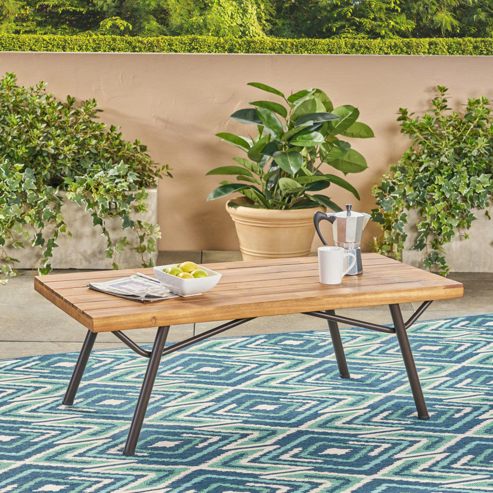 GDF Studio Baish Outdoor Acacia Wood Coffee Table, Teak