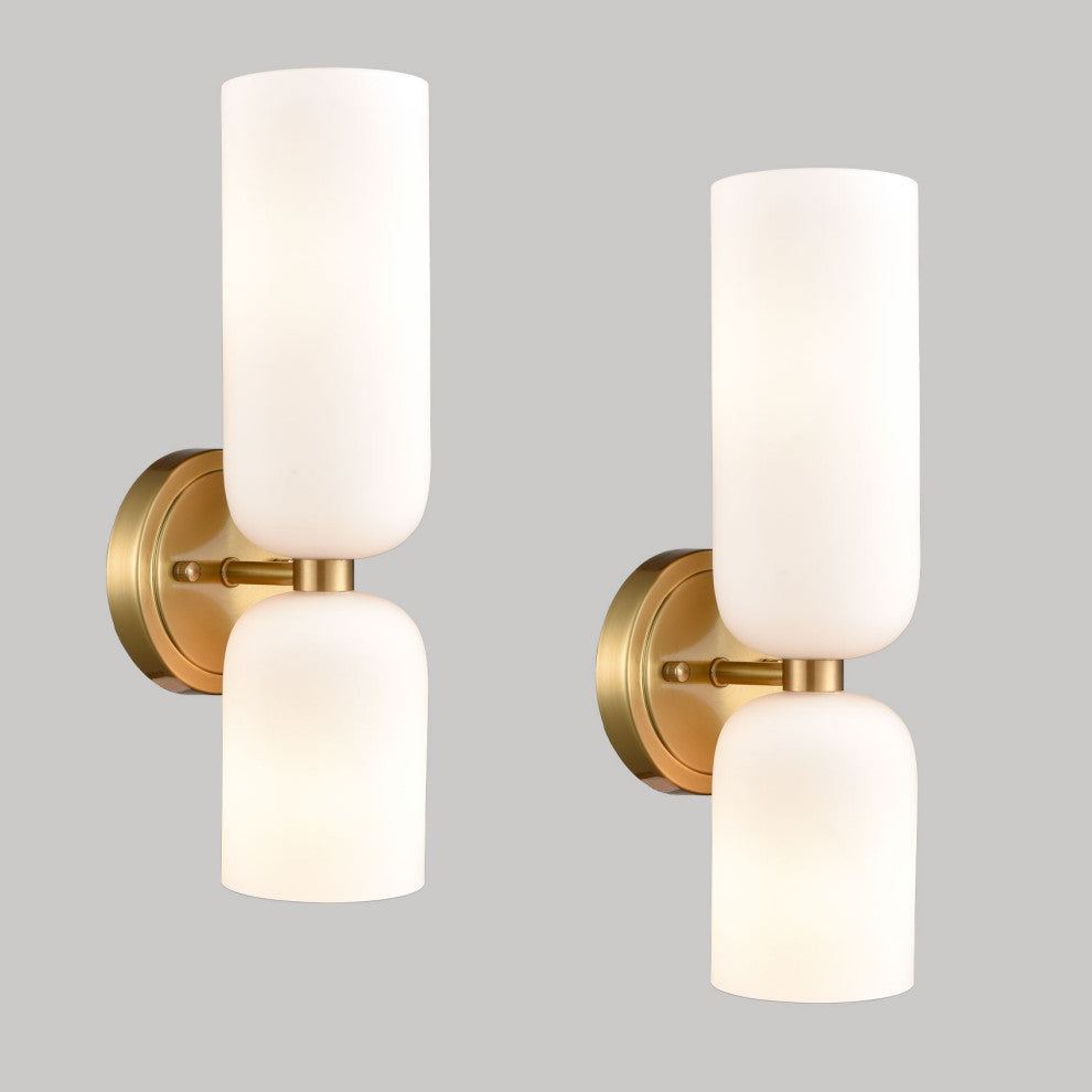 Modern Gold 2-Light Wall Sconce Vanity Light, Set of 2