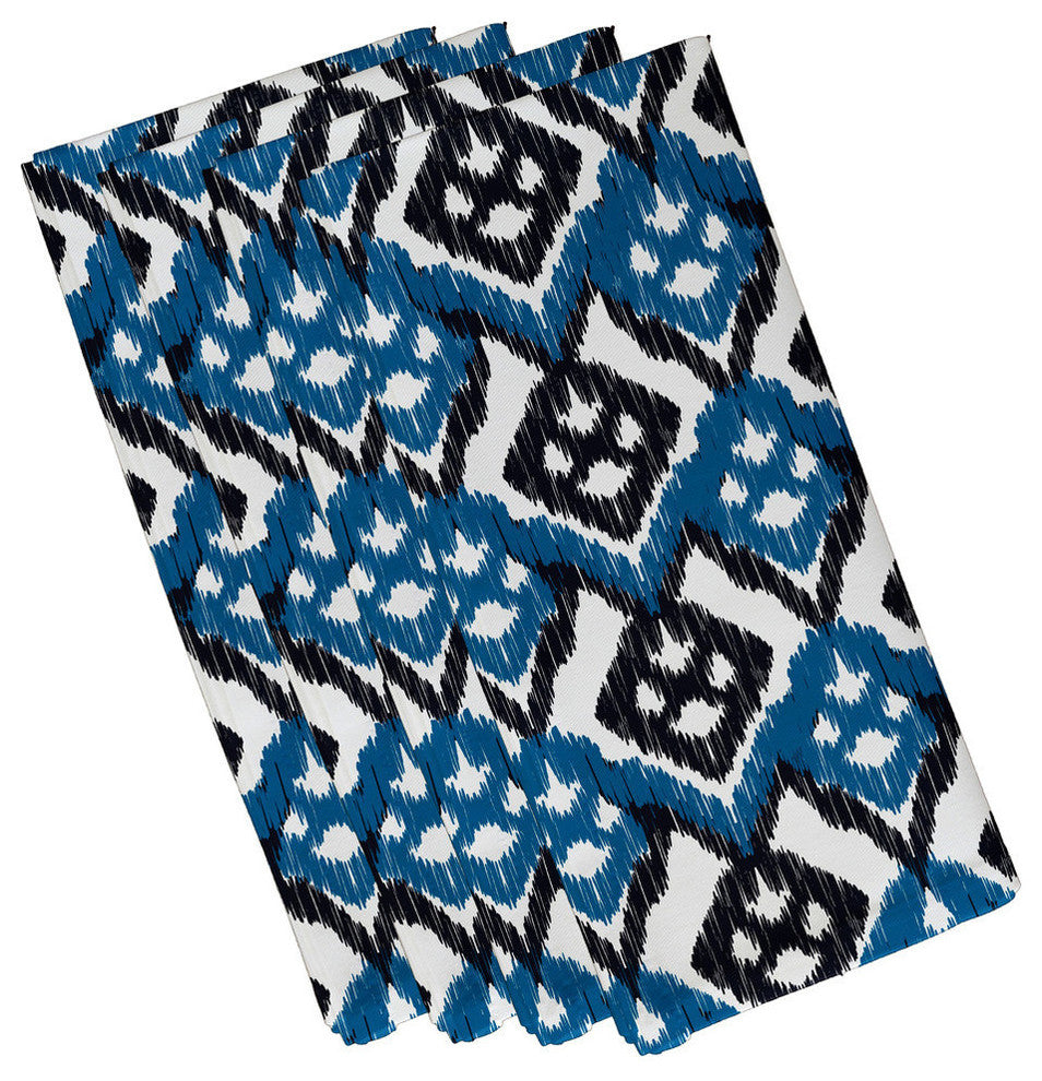 Hipster, Geometric Print Napkin, Black and Blue, Set of 4