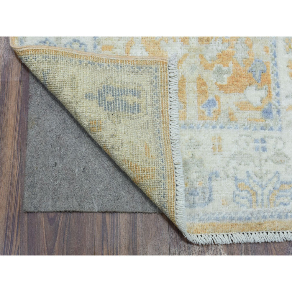 Orange Hand Knotted Afghan Angora Oushak Soft Wool Oriental Rug 2'6"x19'2"