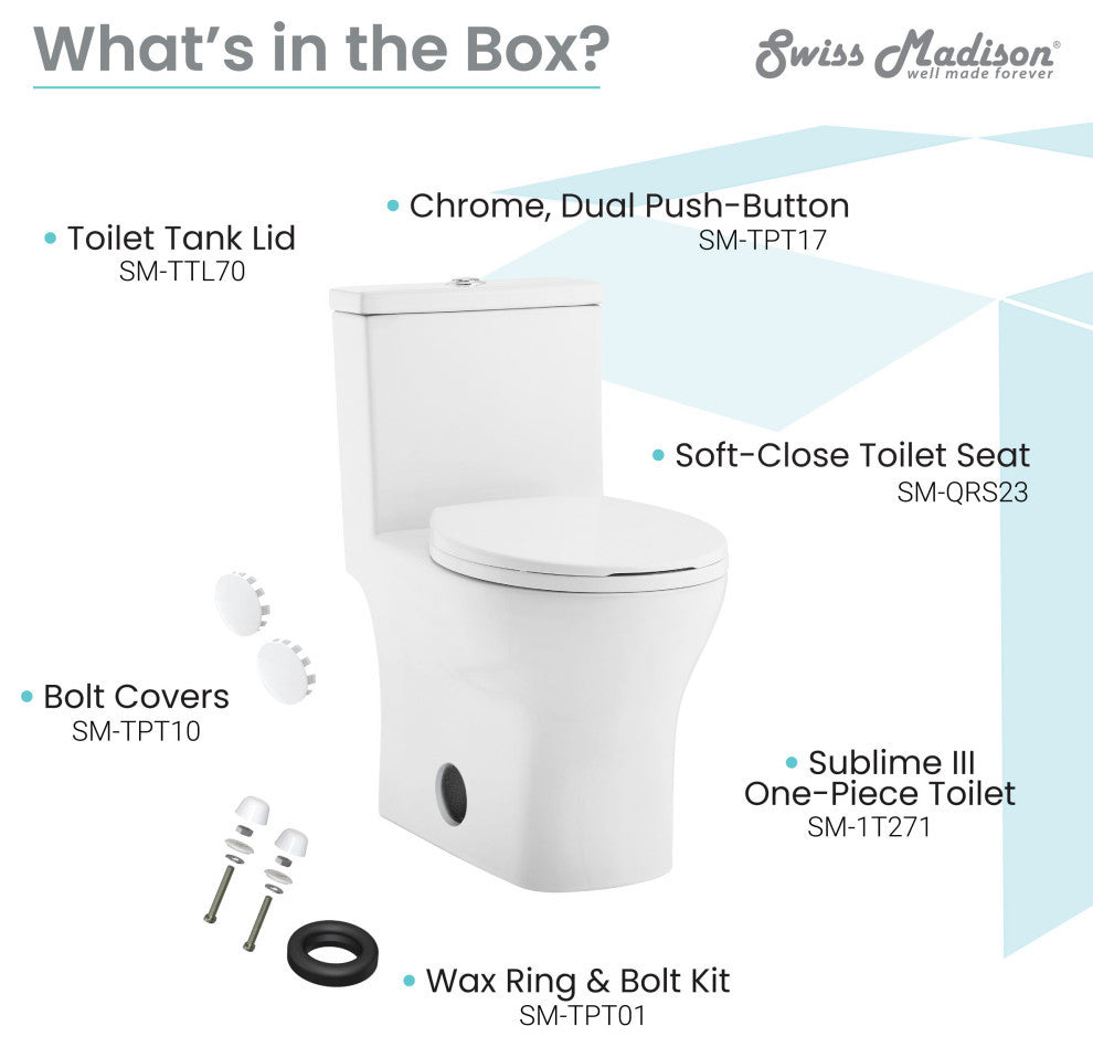 Sublime III One Piece Toilet Dual Flush, Glossy White