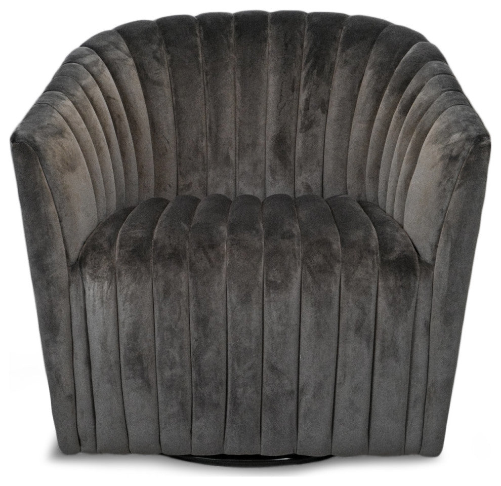 Slate Grey Velvet Swivel Chair