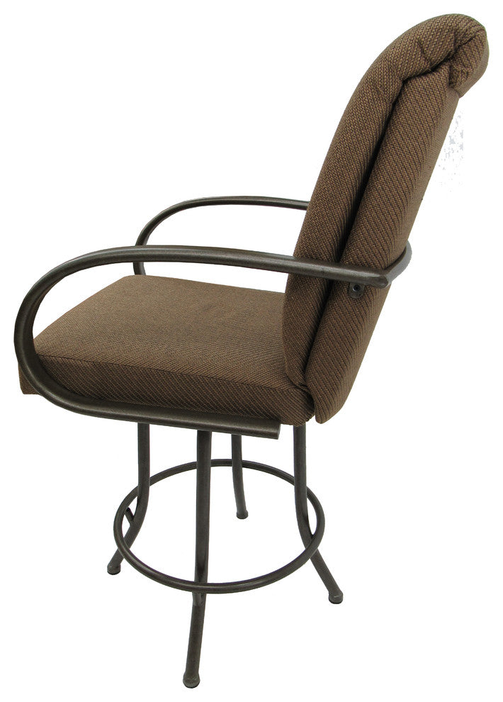 Swivel Counter Bar Stool Metal Frame 26", Sanora Brown, Brown Frame