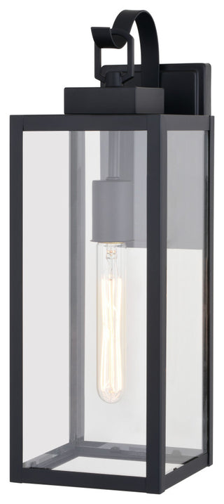 Clinton Steel 1 Light Matte Black Transitional Outdoor Wall Lantern Clear Glass