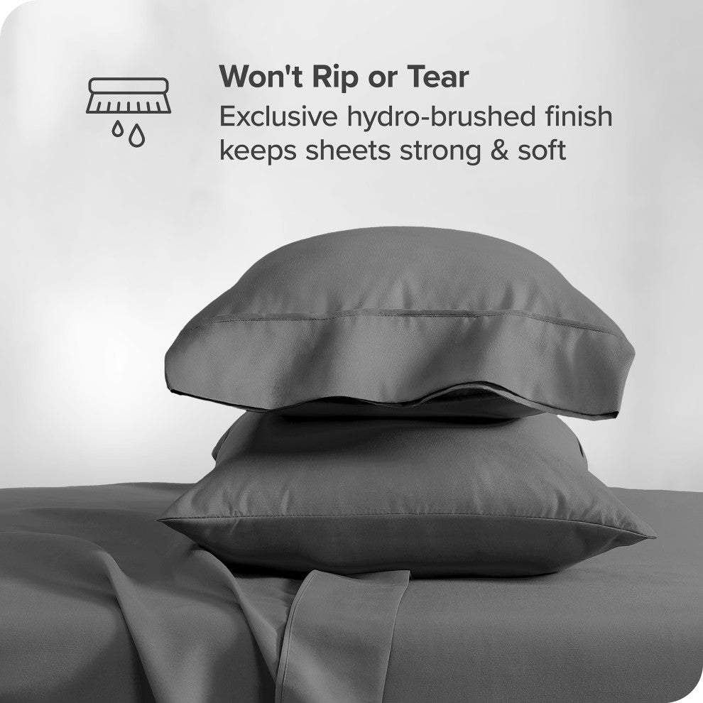 Bare Home 1800 Microfiber Sheet Set, Gray, Split King
