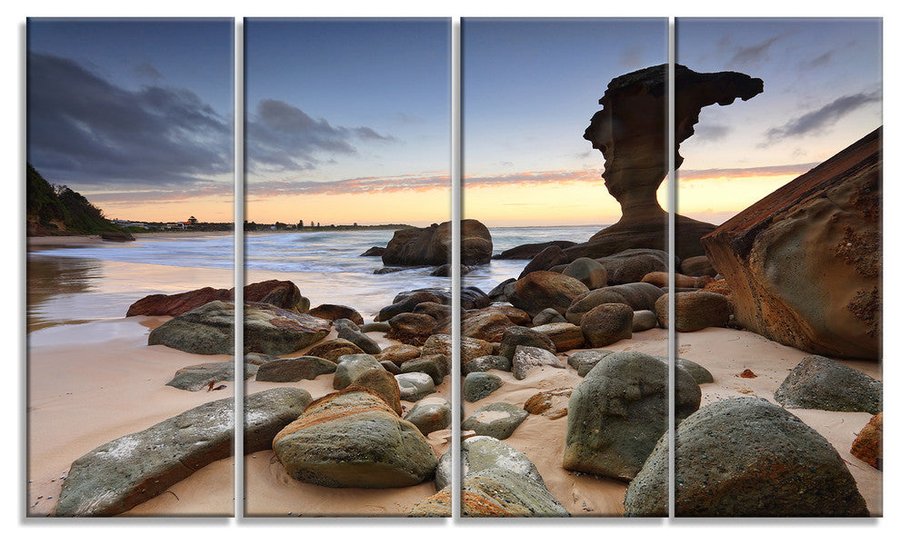Noraville Central Coast Australia, Modern Seashore Canvas Art, 48"x28", 4 Panels
