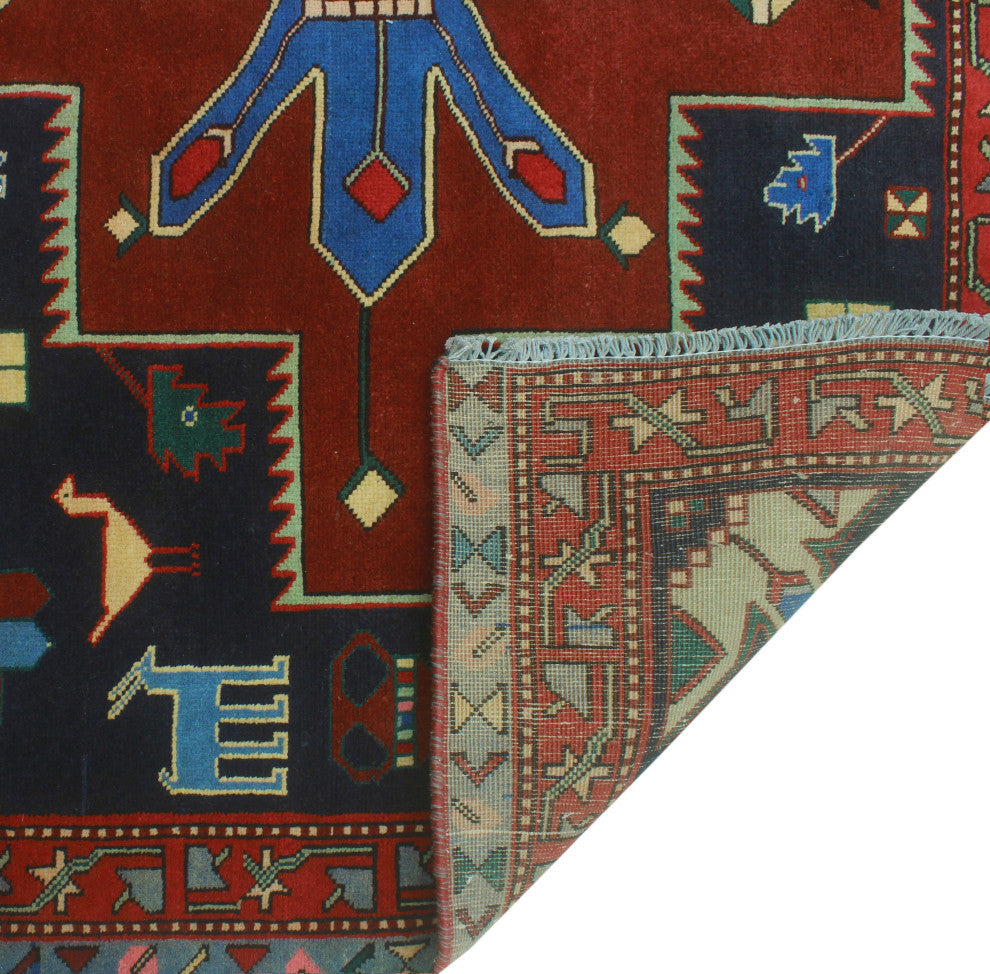 Fine Vintage Distressed Hadassah Navy/Red Runner, 4'10x9'10