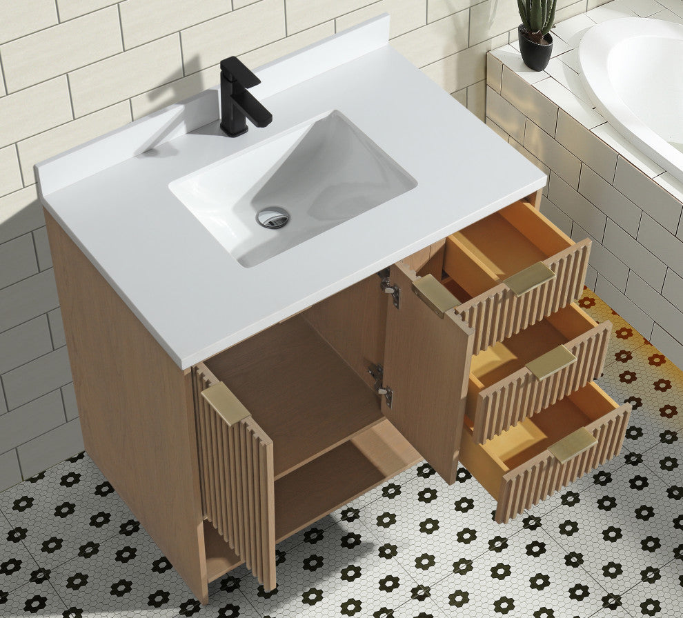 Ari Kitchen and Bath San Diego Bath Vanity, Oak, 36", Freestanding