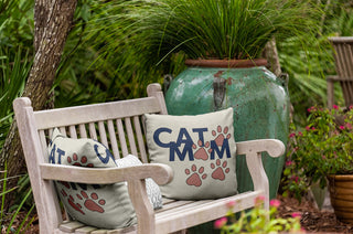 Cat Mom Polyester Indoor/Outdoor Pillow, Mauve, 18"x18"