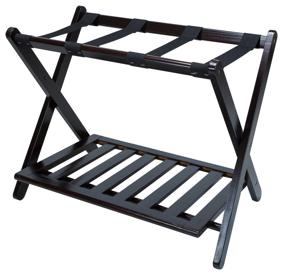 Luggage Rack With Shelf, Espresso