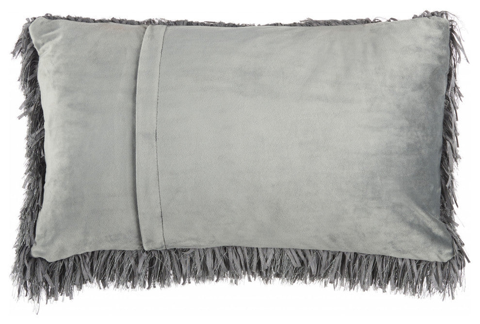 Long Charcoal Shag Throw Pillow