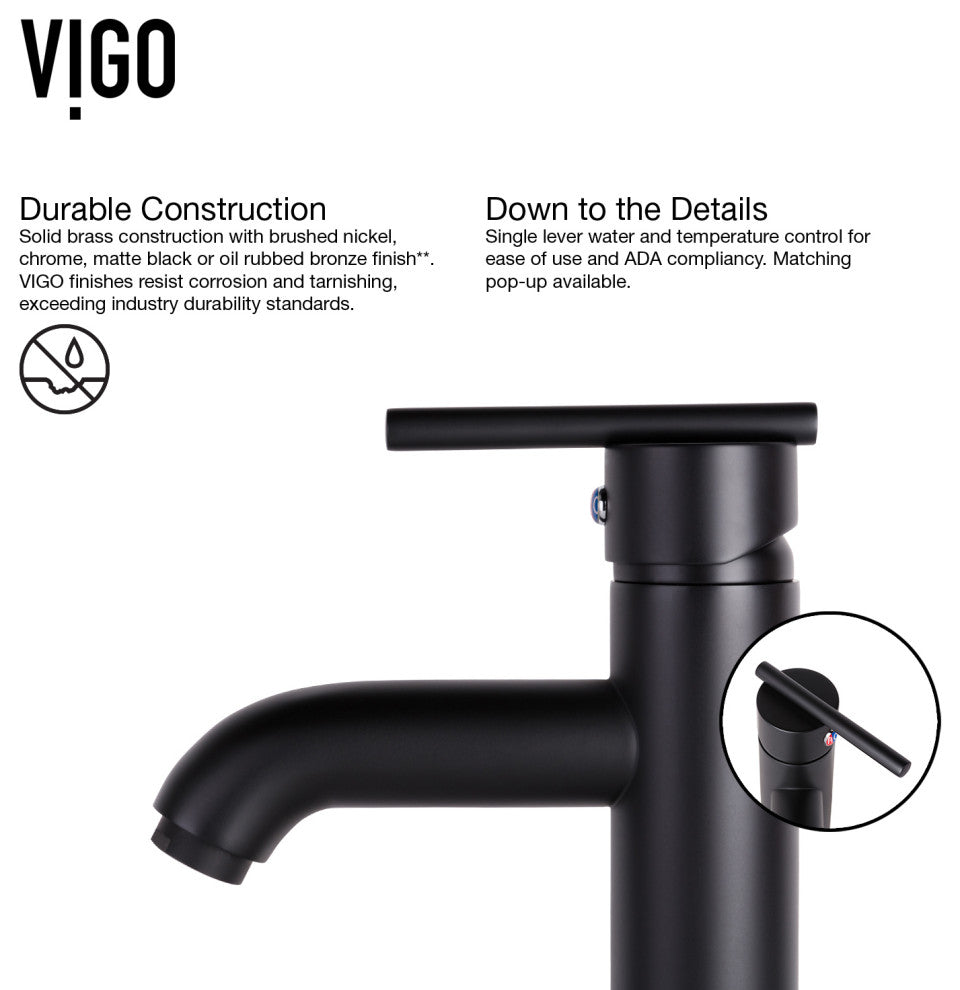 VIGO Seville 13" H Single Handle Single Hole Bathroom Vessel Faucet, Matte Black