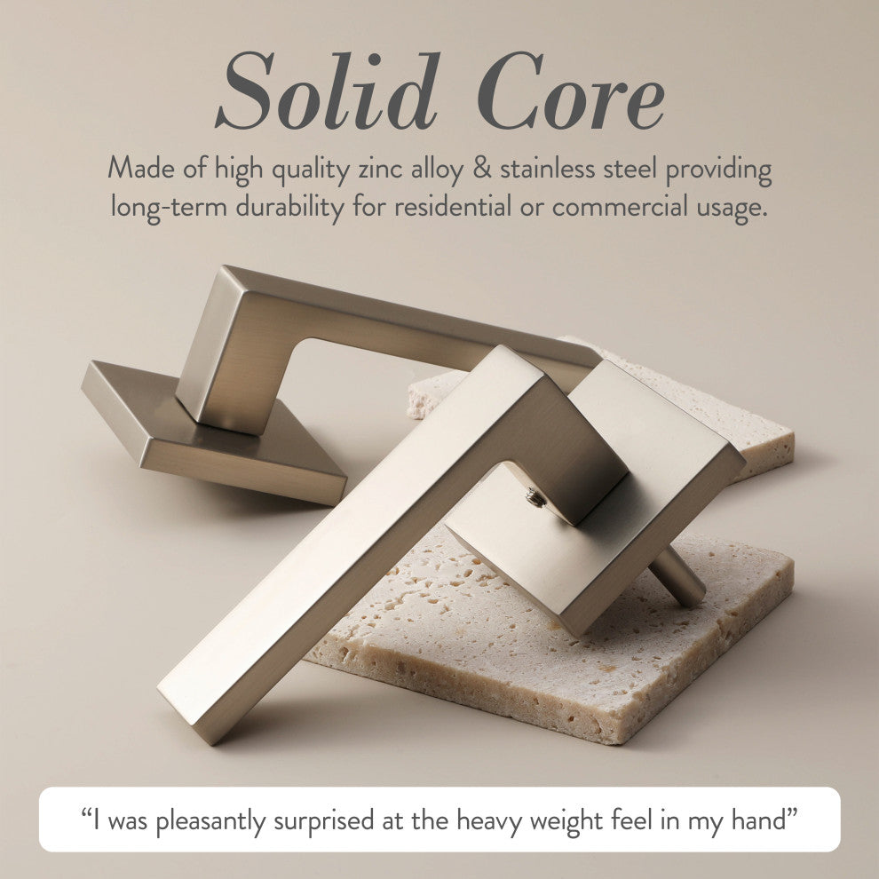 Modern Heavy Duty Designer Interior Door Lever - Allen Collection, Satin Nickel, Double Dummy