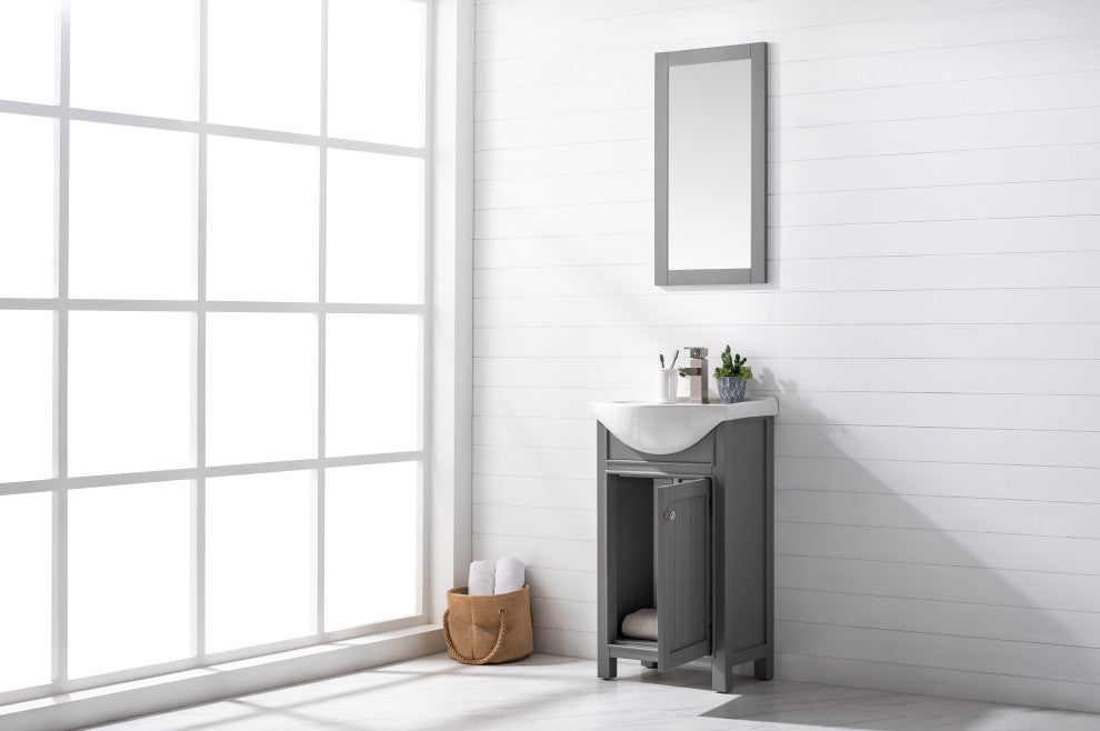 Design Element Marian 24" Transitional Single Sink Vanity, Gray