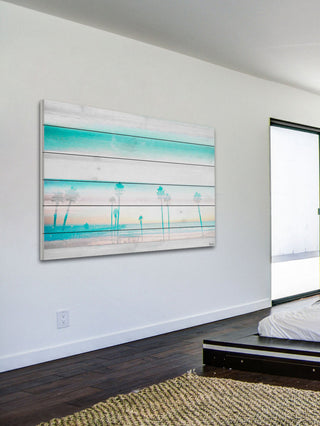 "Hazy Beach" Print on White Wood, 45"x30"
