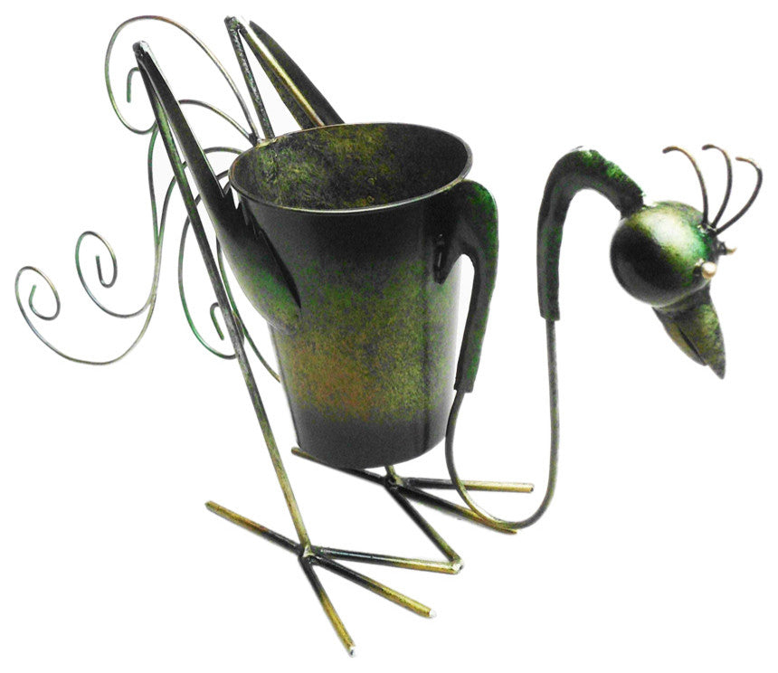 Iron Rooster Planter Decor