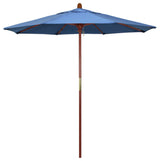 7.5' Square Push Lift Wood Umbrella, Capri Pacifica