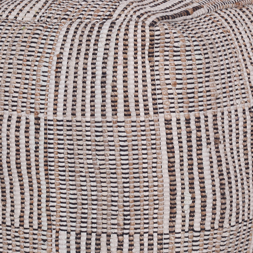 Athos Multicolor Modern Striped Handmade Cotton Blend Cube Pouf, 18"x18"x18"